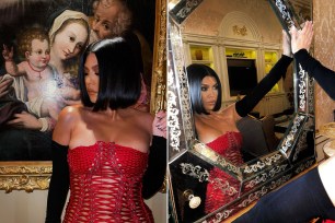 Kourtney Kardashian in a red corset during her trip to Italy.