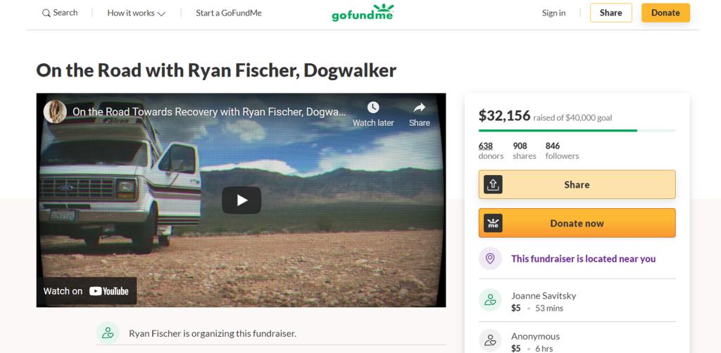 A screenshot of the GoFundMe page Fischer created.