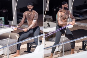 LeBron James working out.