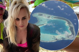 Rebel Wilson and pals are hanging out on Marlon Brando's private island.