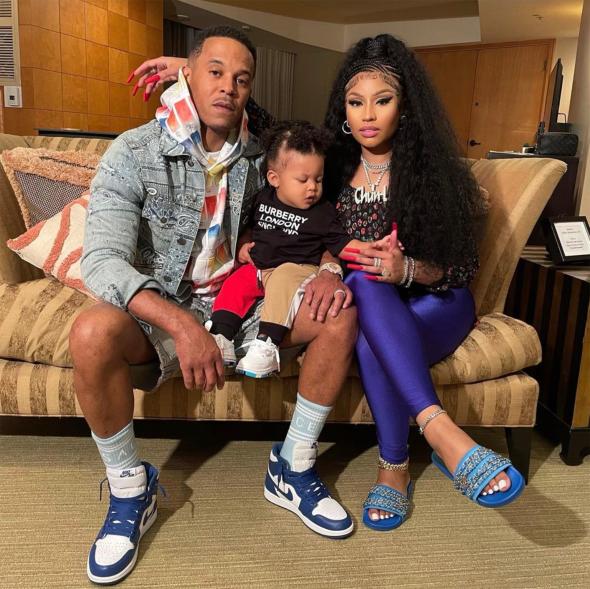 Nicki Minaj with Kenneth Petty and their son