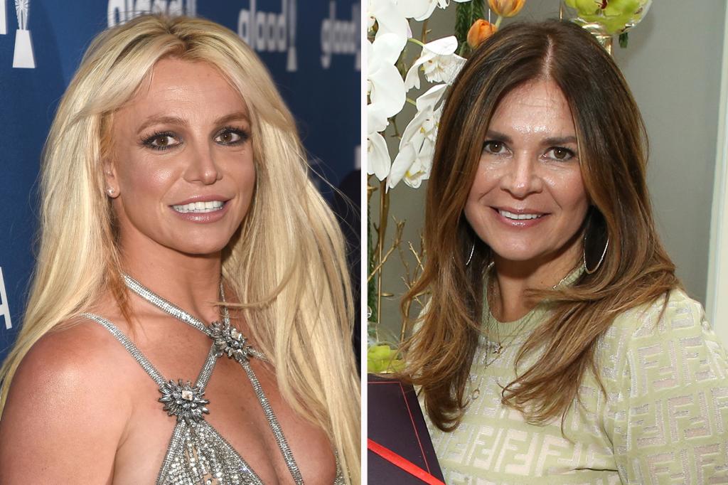 A split of Britney Spears and Lou Taylor.