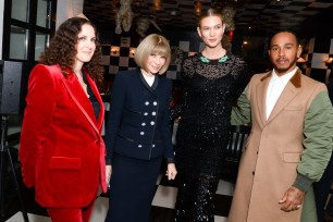 Sara Moonves, Anna Wintour, Karlie Kloss and Lewis Hamilton at the "Originals" party.