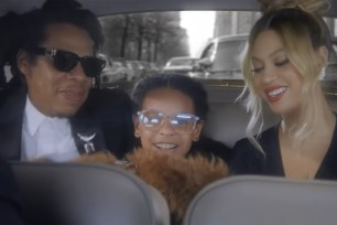 Jay-Z, Blue Ivy, and Beyoncé in the Tiffany's ad.