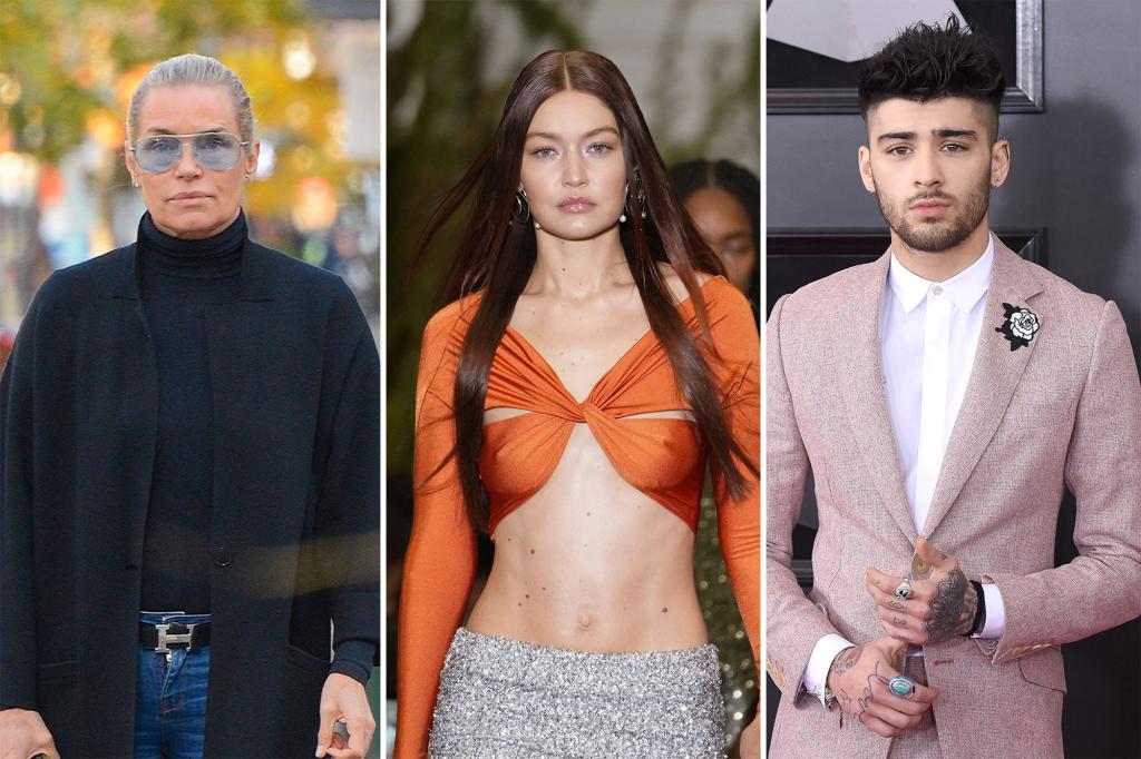 left to right: Yolanda Hadid, Gigi Hadid, Zayn Malik