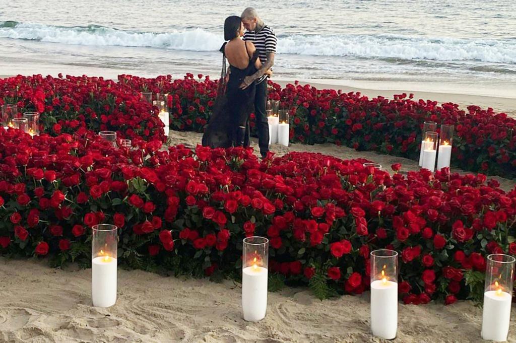 Kourtney Kardashian and Travis Barker getting engaged.