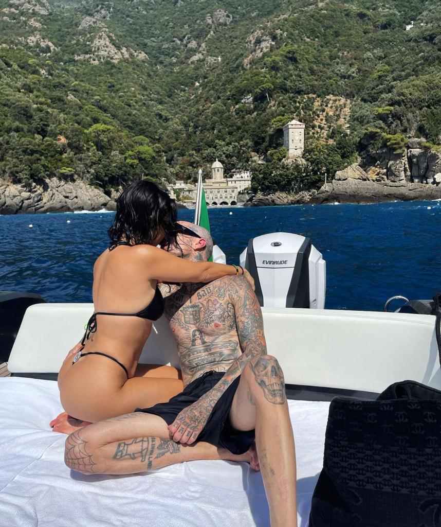 Travis Barker and Kourtney Kardashian in Italy.