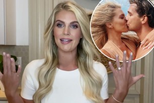 Madison LeCroy shows off her engagement ring on Amazon Live; inset of Madison LeCroy and boyfriend Brett kissing.