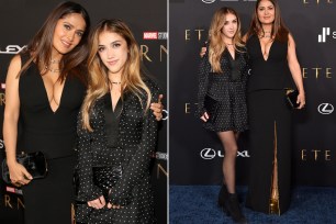 Salma Hayek and daughter Valentina on a red carpet.