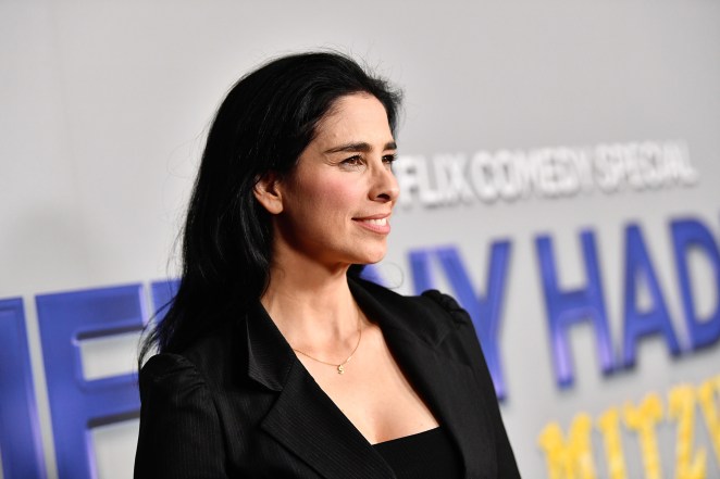 Sarah Silverman stands on a red carpet in 2019.