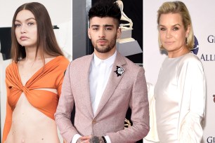 A split of Zayn Malik, Gigi Hadid and Yolanda Hadid.