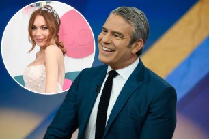 Andy Cohen on the Today Show in November and a photo of Lindsay Lohan at a red carpet event in 2019