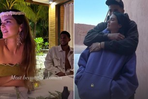 Kendall Jenner and Devin Booker showing PDA.