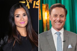 A split of Catherine Lowe and Chris Harrison