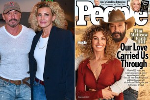 tim mcgraw and faith hill in a split photo with their People magazine cover