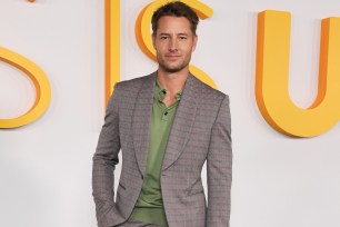 Justin Hartley posed on the red carpet for “This Is Us” Season 6 premiere in Los Angeles.