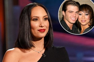 Cheryl Burke smiling with an inset of Burke posing with Matthew Lawrence.