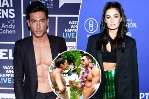 A split photo of Andrea Denver on the "Watch What Happens Live" carpet and Paige DeSorbo posing at a red carpet along with a small photo of Andrea Denver and Paige DeSorbo talking during "Summer House."