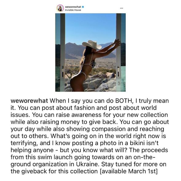 A screenshot of Danielle Bernstein's original Instagram caption.