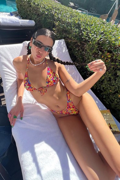 Pucker up: Dua Lipa’s got legs for days prepping for a performance in Miami.