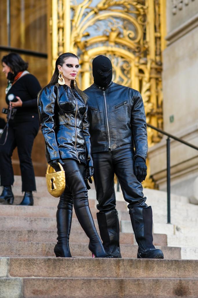 Julia Fox and Kanye West posing together in Paris