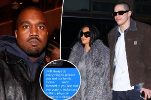 Kanye West posted texts allegedly from Kim Kardashian on Instagram Monday.