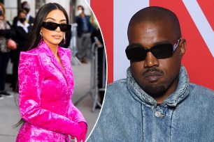 A split of Kim Kardashian and Kanye West.