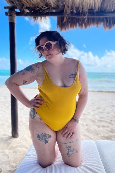 Cloud nine: Lena Dunham is a work of body art (and knows it) on an outing with hubby Luis Felber.