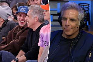 A split image of Pete Davidson with Ben Stiller and Ben Stiller on "The Howard Stern Show."
