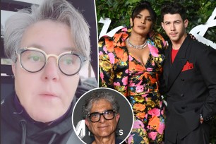 Rosie O'Donnell, Priyanka Chopra Jonas and Nick Jonas.