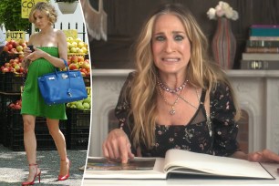 Sarah Jessica Parker carrying a fake Birkin on Sex and the City