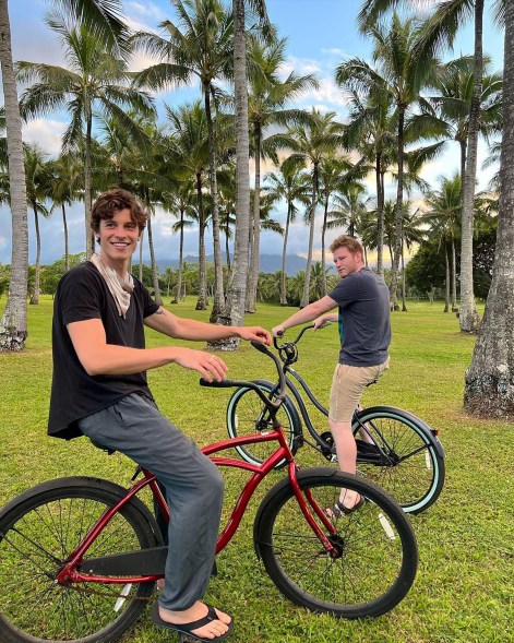 Shawn Mendes on a bike in hawaii