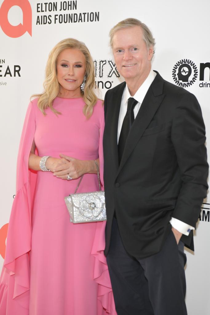 Kathy Hilton and Rick Hilton at the 2022 Elton John AIDS Foundation Oscar Party