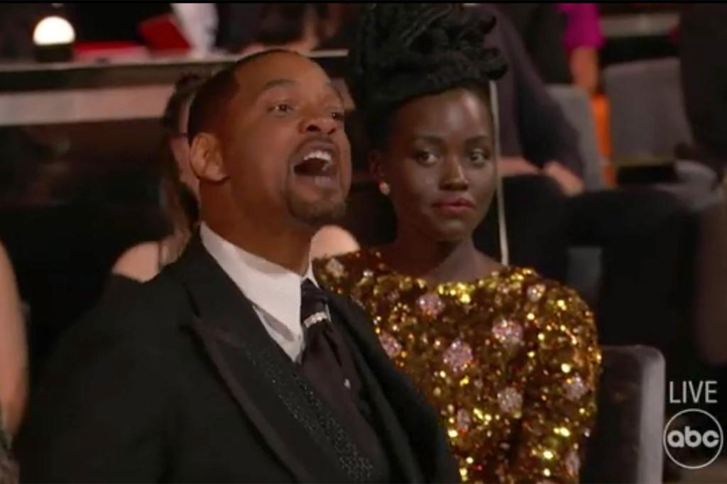 Will Smith yelling at the 2022 Oscars.