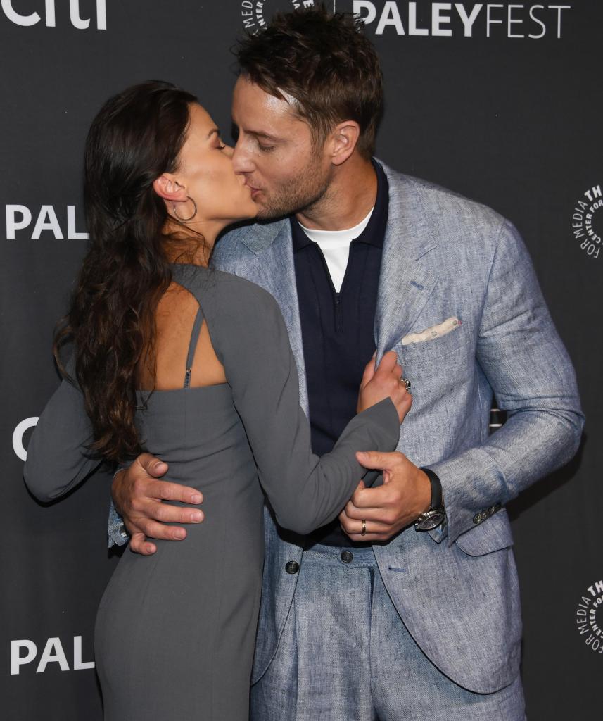 Sofia Pernas and Justin Hartley kiss on PaleyFest’s “This Is Us” red carpet