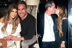 A split of Teresa Giudice and Luis Ruelas posing together and kissing.