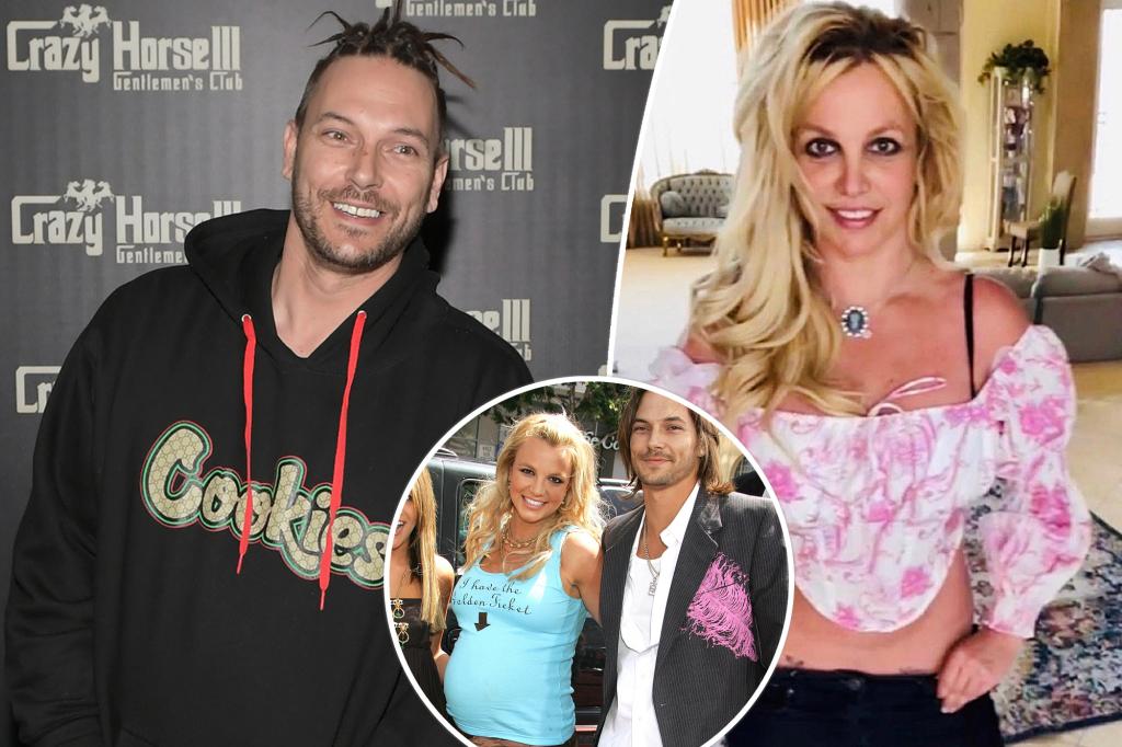 A split of Kevin Federline and Britney Spears with an inset of them together.