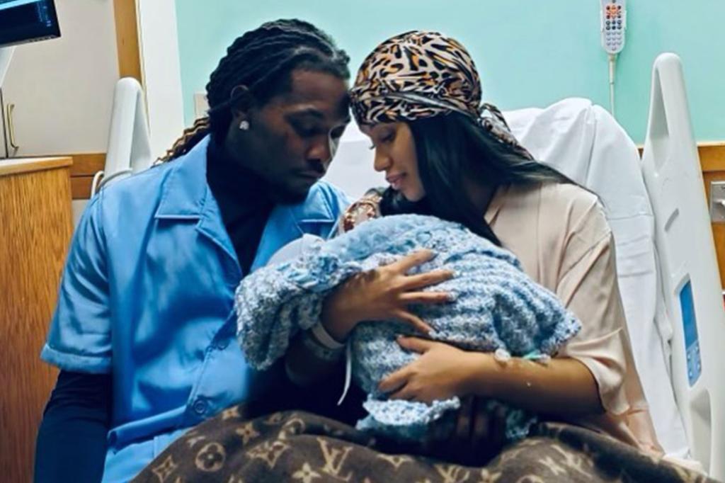 Cardi B and Offset with their son.