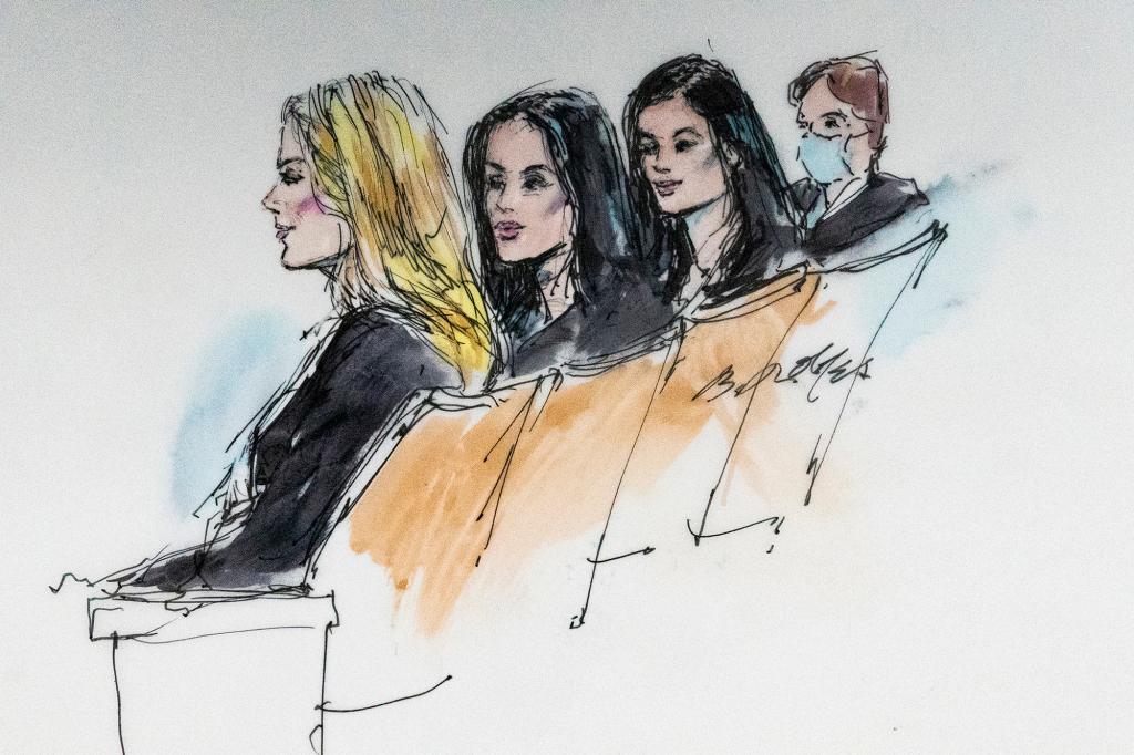 courtroom sketch of the Kardashian-Jenner women