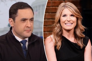 split photo of Nicolle Wallace and Michael Schmidt