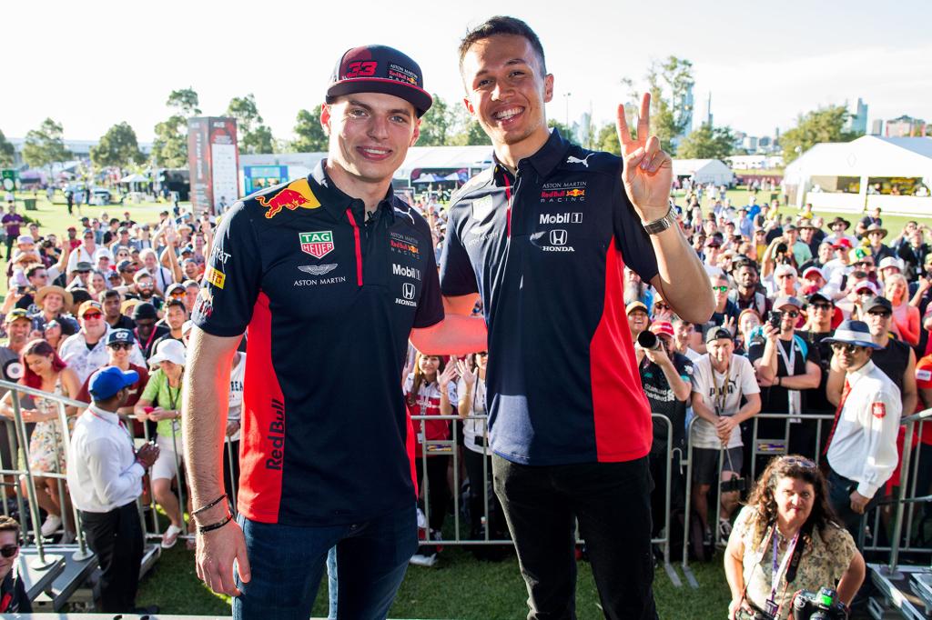 Alex Albon and Max Verstappen in March 2020.