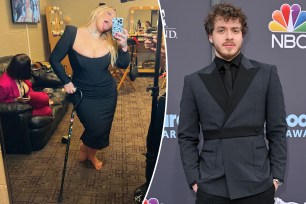 A split if Elle King and Jack Harlow at the 2022 Billboard Music Awards.