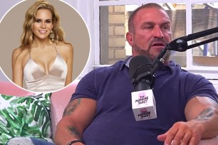 Frank Catania talking on "The Morning Toast" and a small photo of Jackie Goldschneider posing for her "RHONJ" promo photo