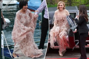 Kris Jenner and Moira Rose in matching gowns