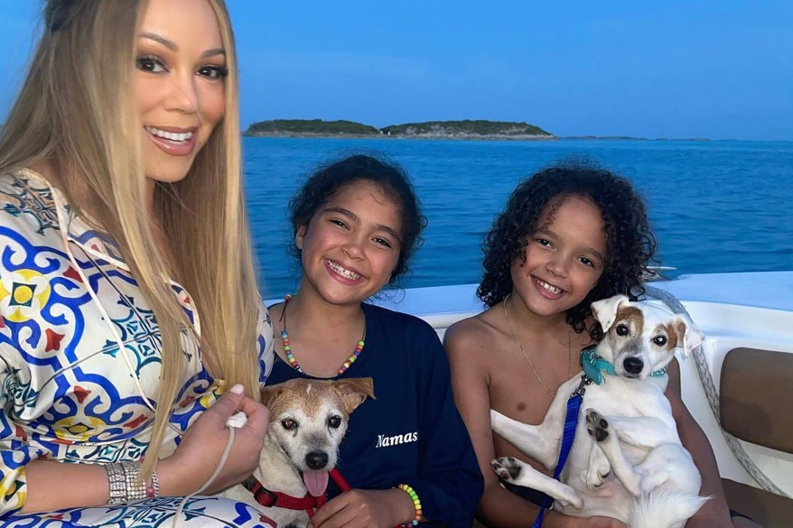 Magic menagerie: Mariah Carey’s a proud mama on the 11th birthday of twins Monroe (center) and Moroccan, complete with pooch pals.