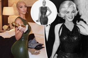 Kim Kardashian and Marilyn Monroe wearing the same dress