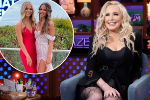 Shannon Beador on "Watch What Happens Live" with an inset of her twins, Adeline and Stella, at prom.