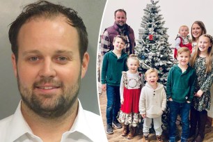 Josh Duggar's mug shot split with a photo of his children