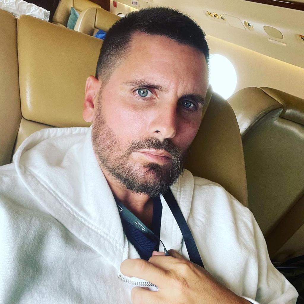 Scott Disick in a selfie on a private jet.