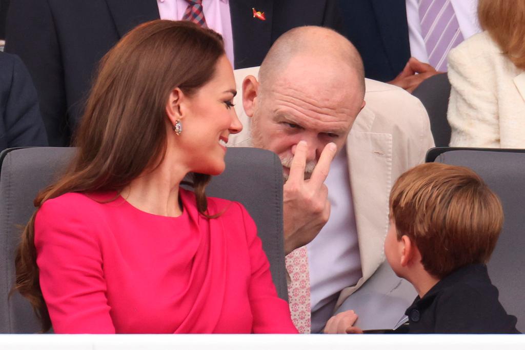 Mike Tindall joking around with Prince Louis.